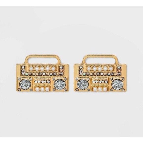 SUGARFIX by BaubleBar 'Turn It Up' Statement Earrings - Gold Nickel Free - NEW - Picture 1 of 5